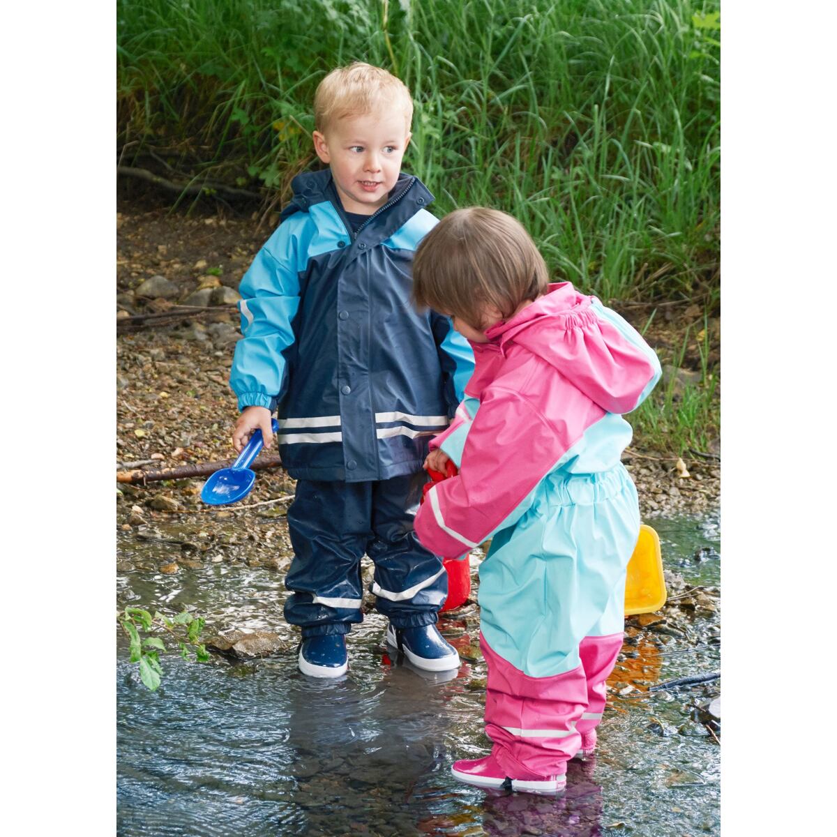 Playshoes Dětská bunda do deště s fleecem navy