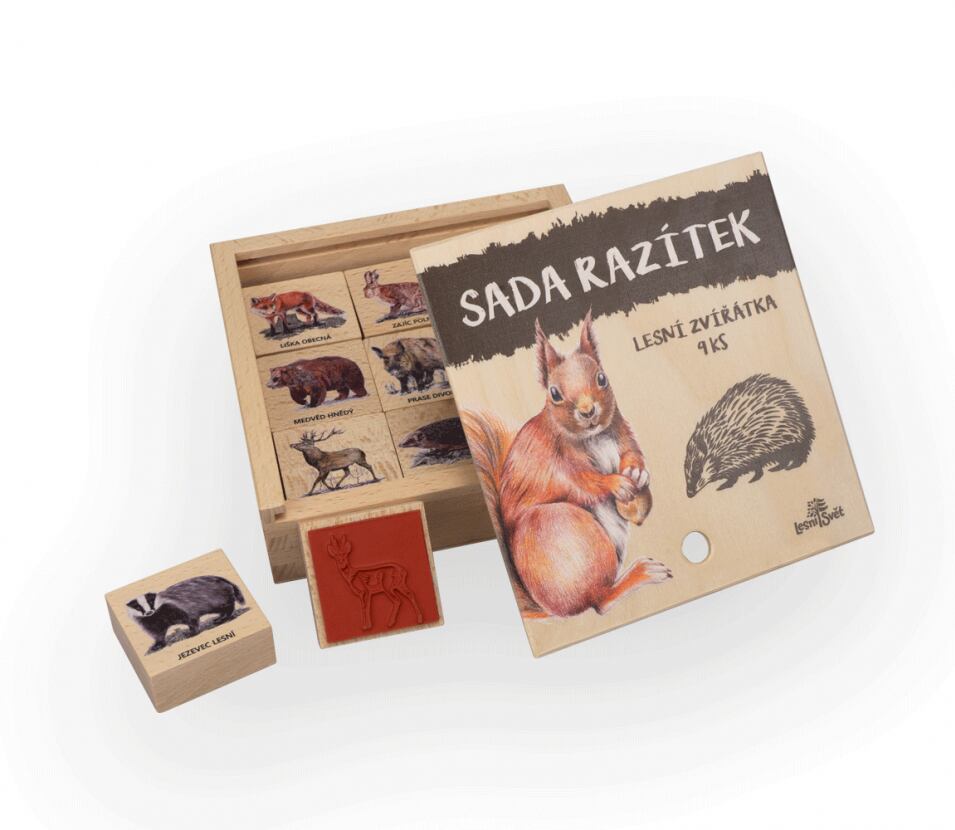Lesní svět Dřevěná razítka 9 kusů