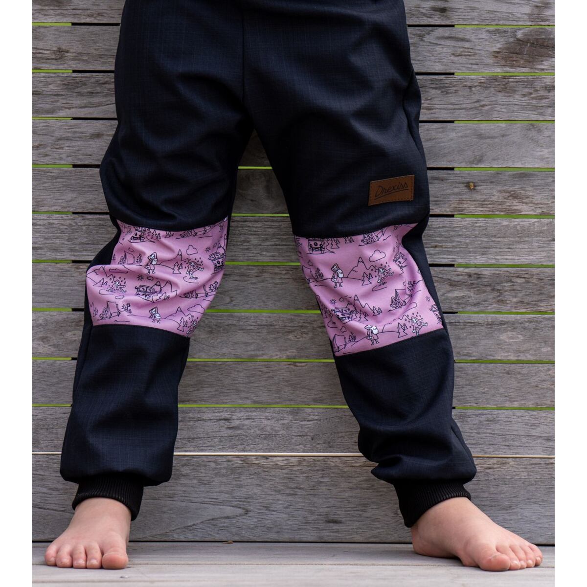 Promaledobrodruhy Dětské softshellové kalhoty bez zateplení black/pink