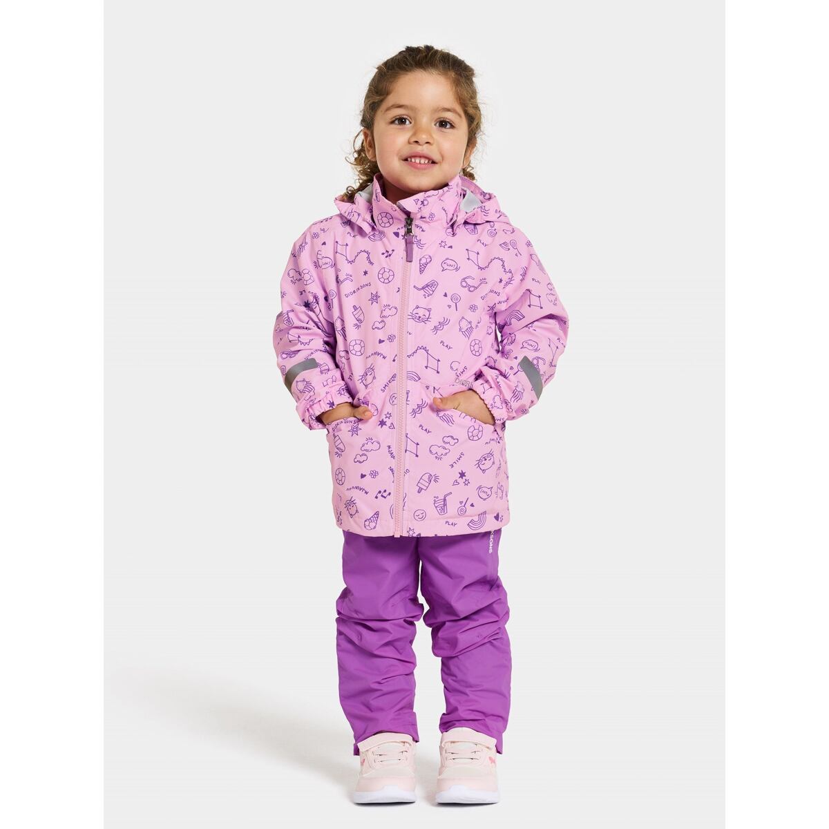 Didriksons Dětská nepromokavá bunda Norma doodle orchid pink - ROSTOUCÍ