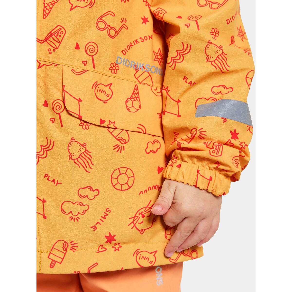 Didriksons Dětská nepromokavá bunda Norma doodle papaya orange - ROSTOUCÍ