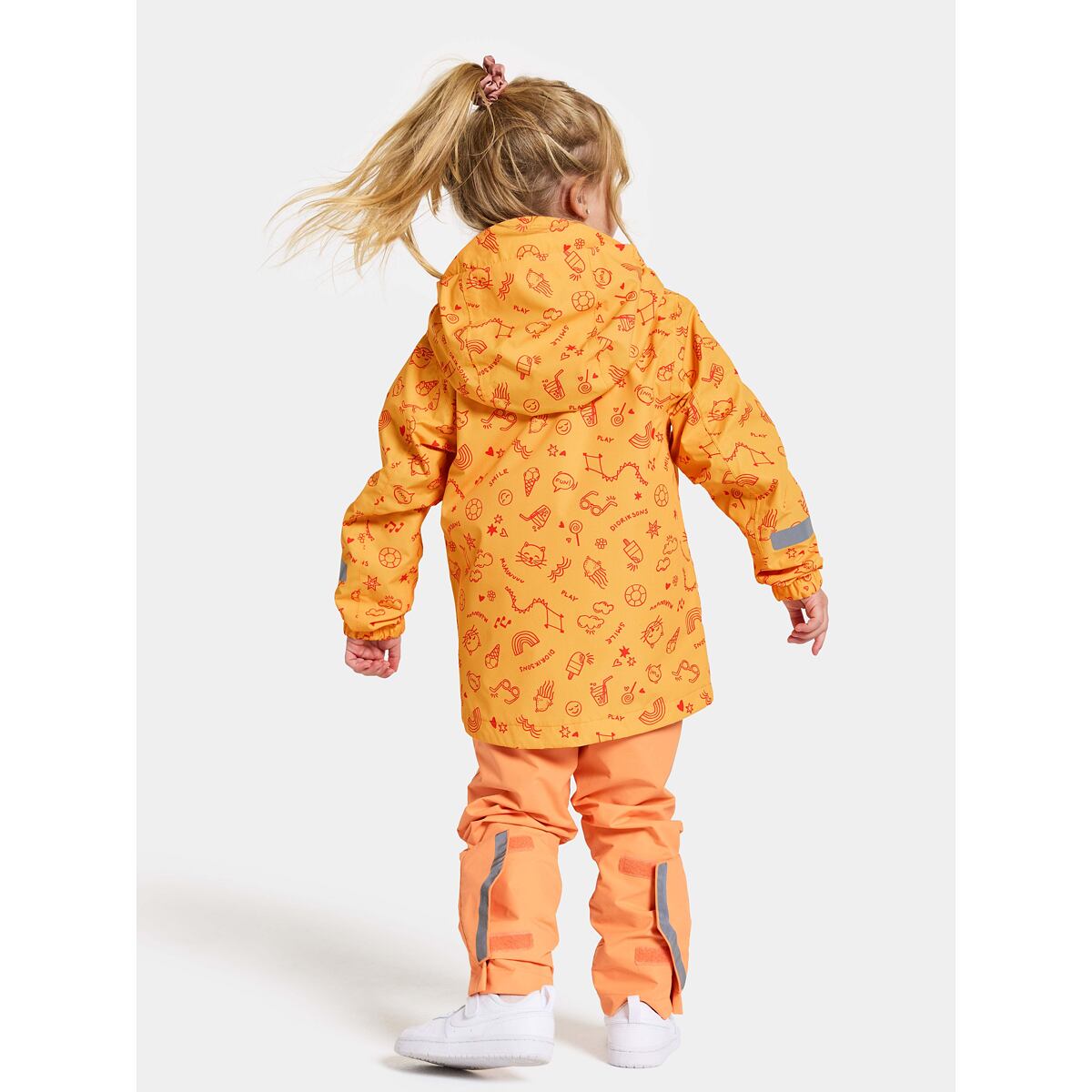 Didriksons Dětská nepromokavá bunda Norma doodle papaya orange - ROSTOUCÍ