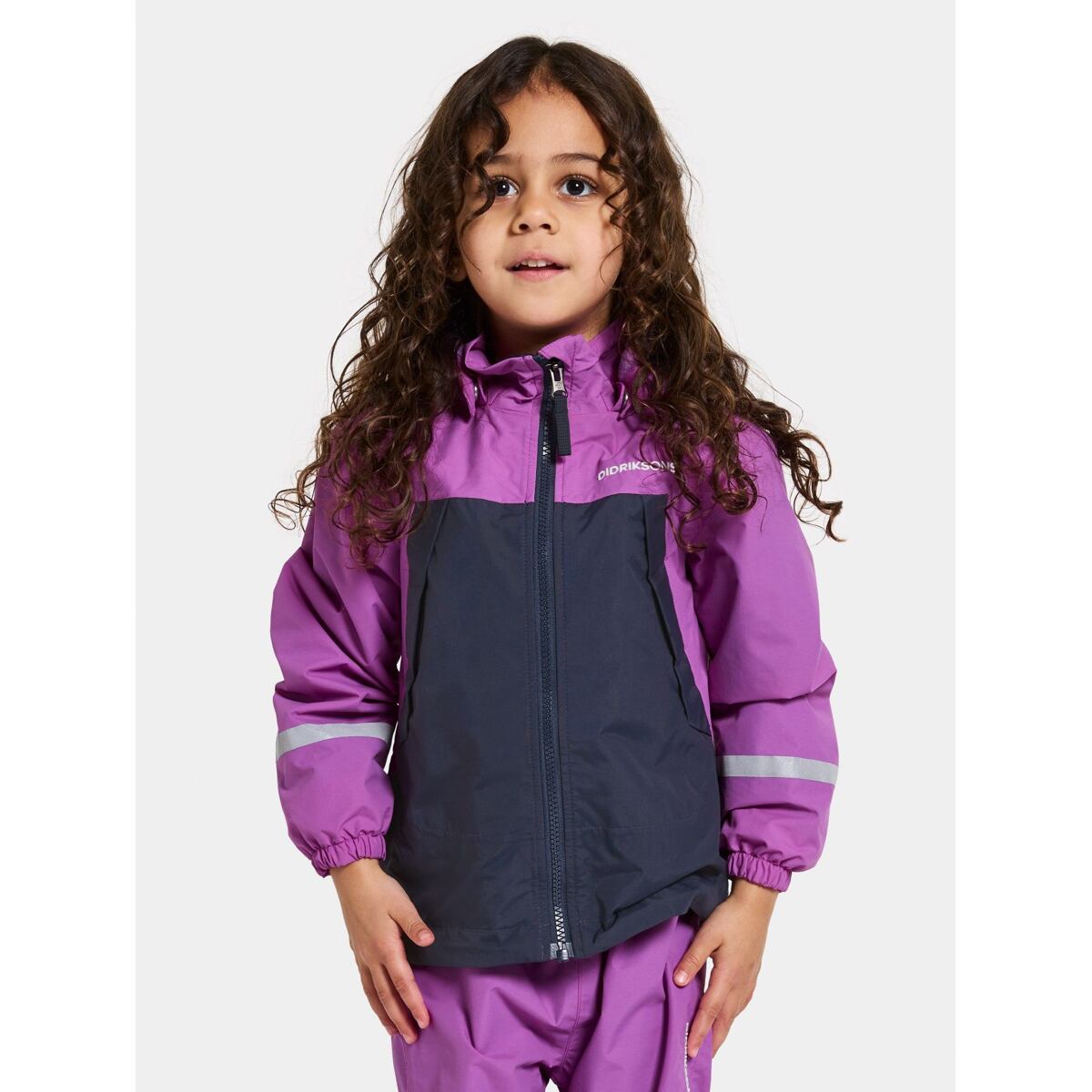 Didriksons Dětská nepromokavá bunda s fleecem Enso tulip purple - ROSTOUCÍ