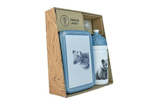 ZDRAVÁ LAHEV® SET ZDRAVÁ LAHEV A ZDRAVÁ SVÁČA svačinový box a lahev 0,5l Medvěd Kuba
