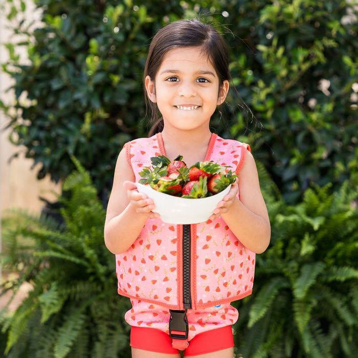 Splash About Dětská plovací vesta Go Splash Strawberry Field s bezpečnostním páskem