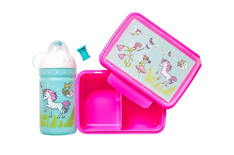 ZDRAVÁ LAHEV® SET ZDRAVÁ LAHEV A ZDRAVÁ SVÁČA svačinový box a lahev 0,5l Jednorožec a víly