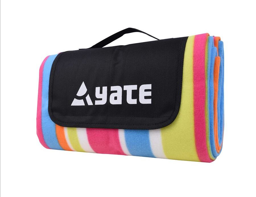 Yate Pikniková deka fleece s Alu fólií růžový proužek