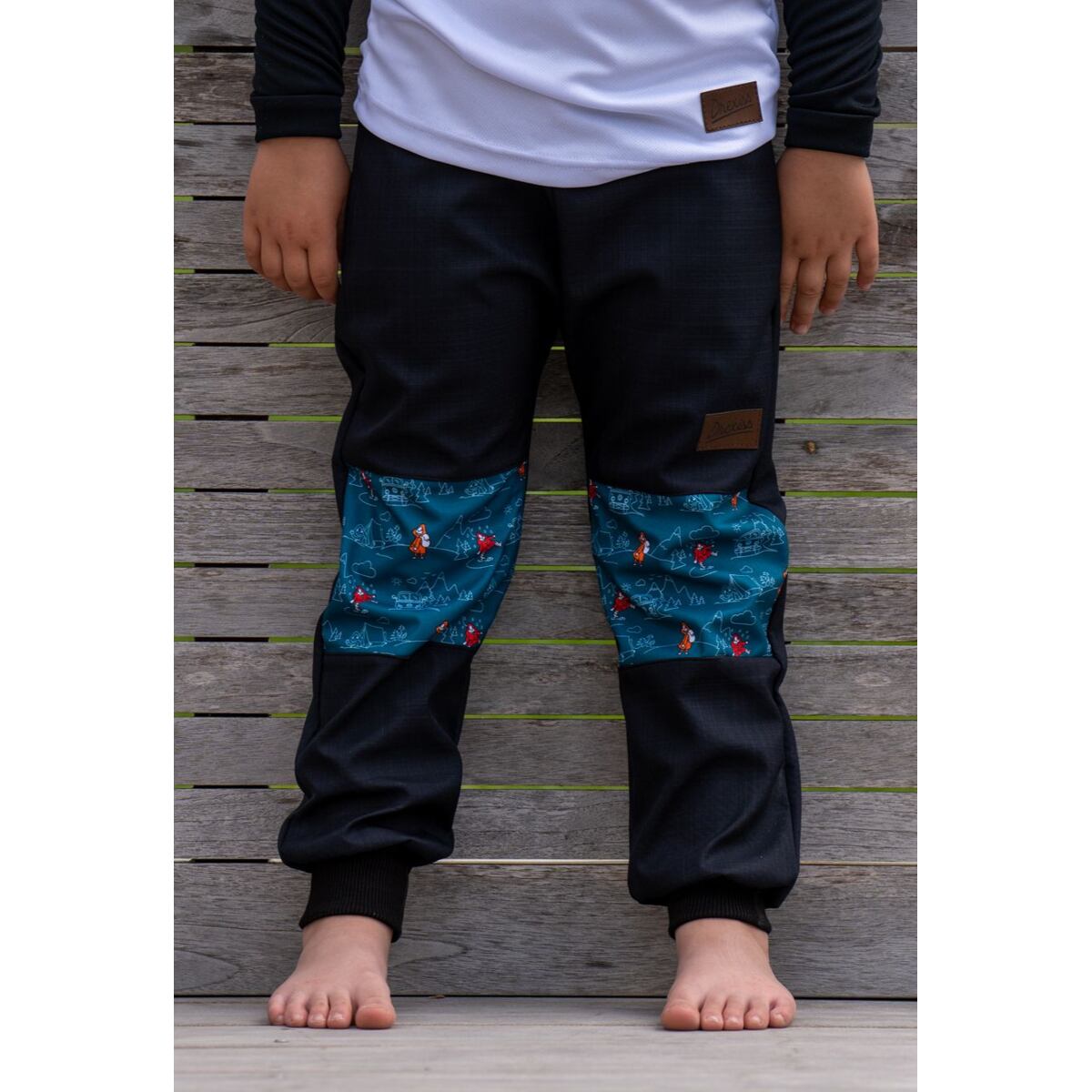 Promaledobrodruhy Dětské softshellové kalhoty bez zateplení black/petrol