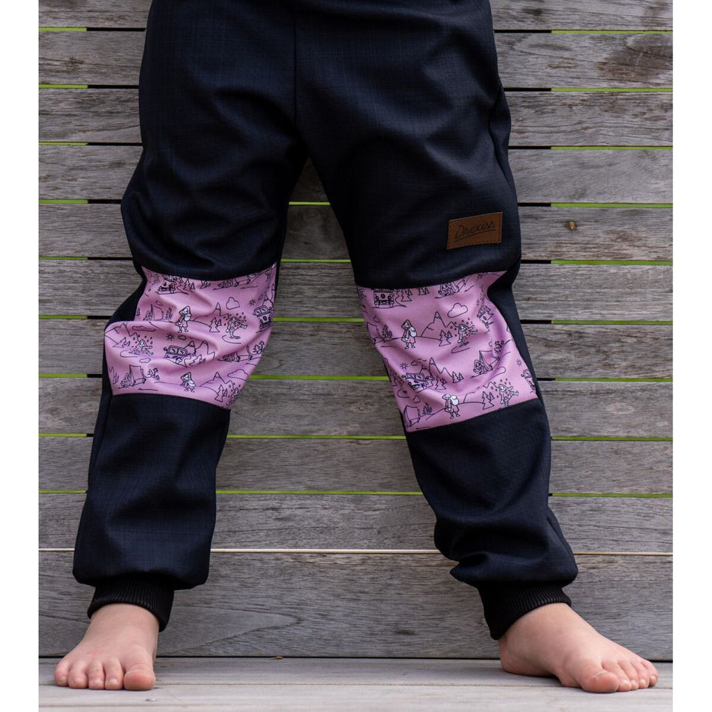 Promaledobrodruhy Dětské softshellové kalhoty bez zateplení black/pink