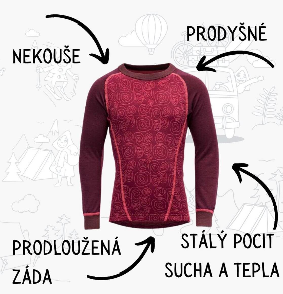 Devold Dětské funkční tričko s merinem Duo active s rolákem na zip ink dlouhý rukáv