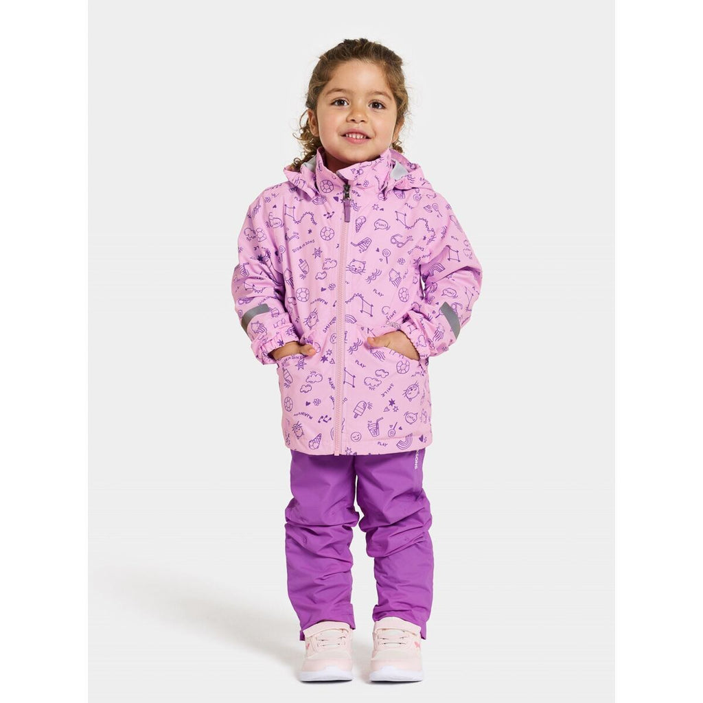 Didriksons Dětská nepromokavá bunda Norma doodle orchid pink - ROSTOUCÍ