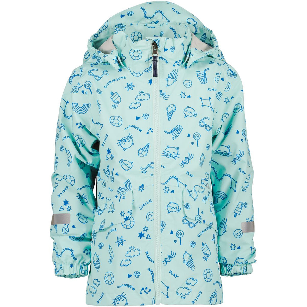 Didriksons Dětská nepromokavá bunda Norma doodle pale mint - ROSTOUCÍ