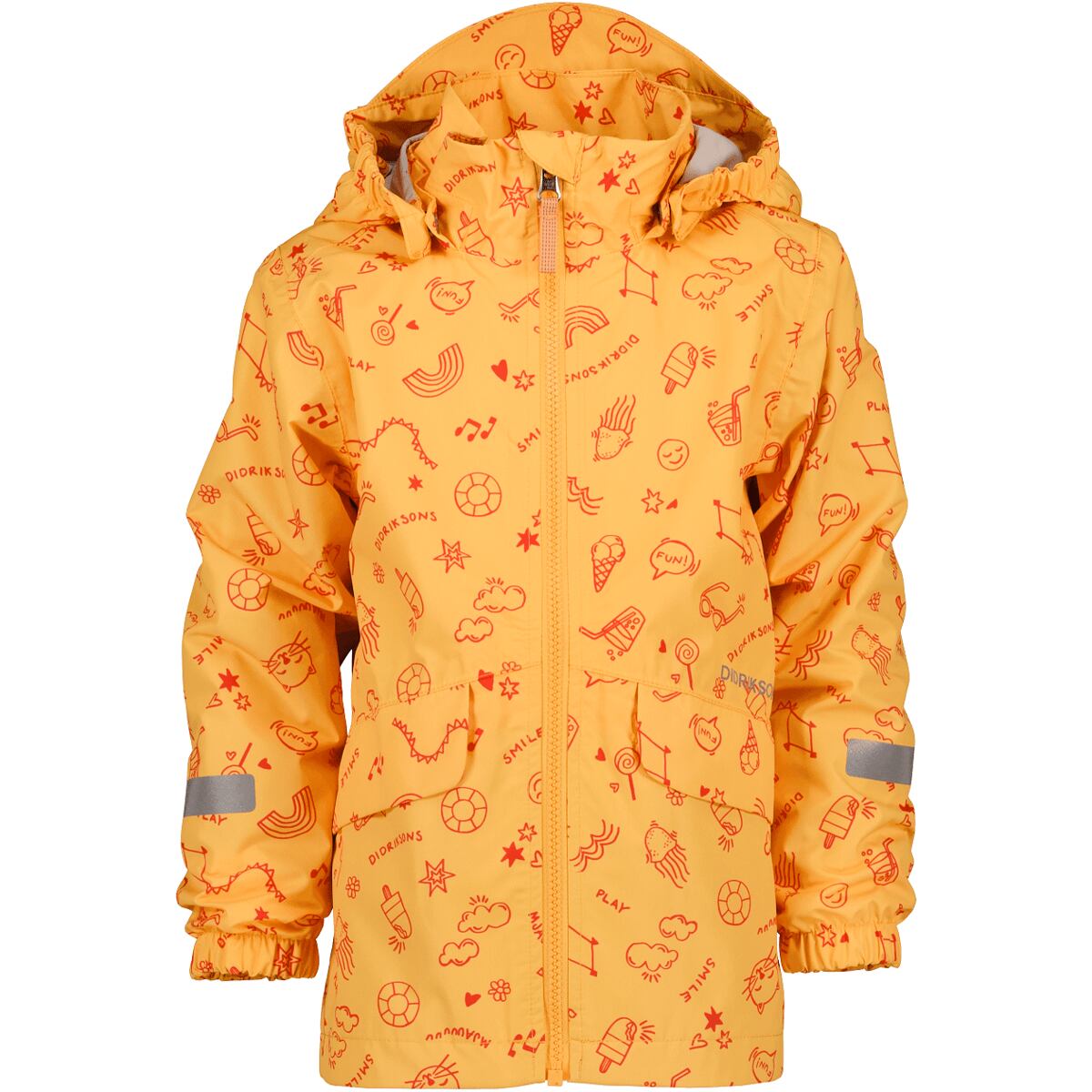 Didriksons Dětská nepromokavá bunda Norma doodle papaya orange - ROSTOUCÍ
