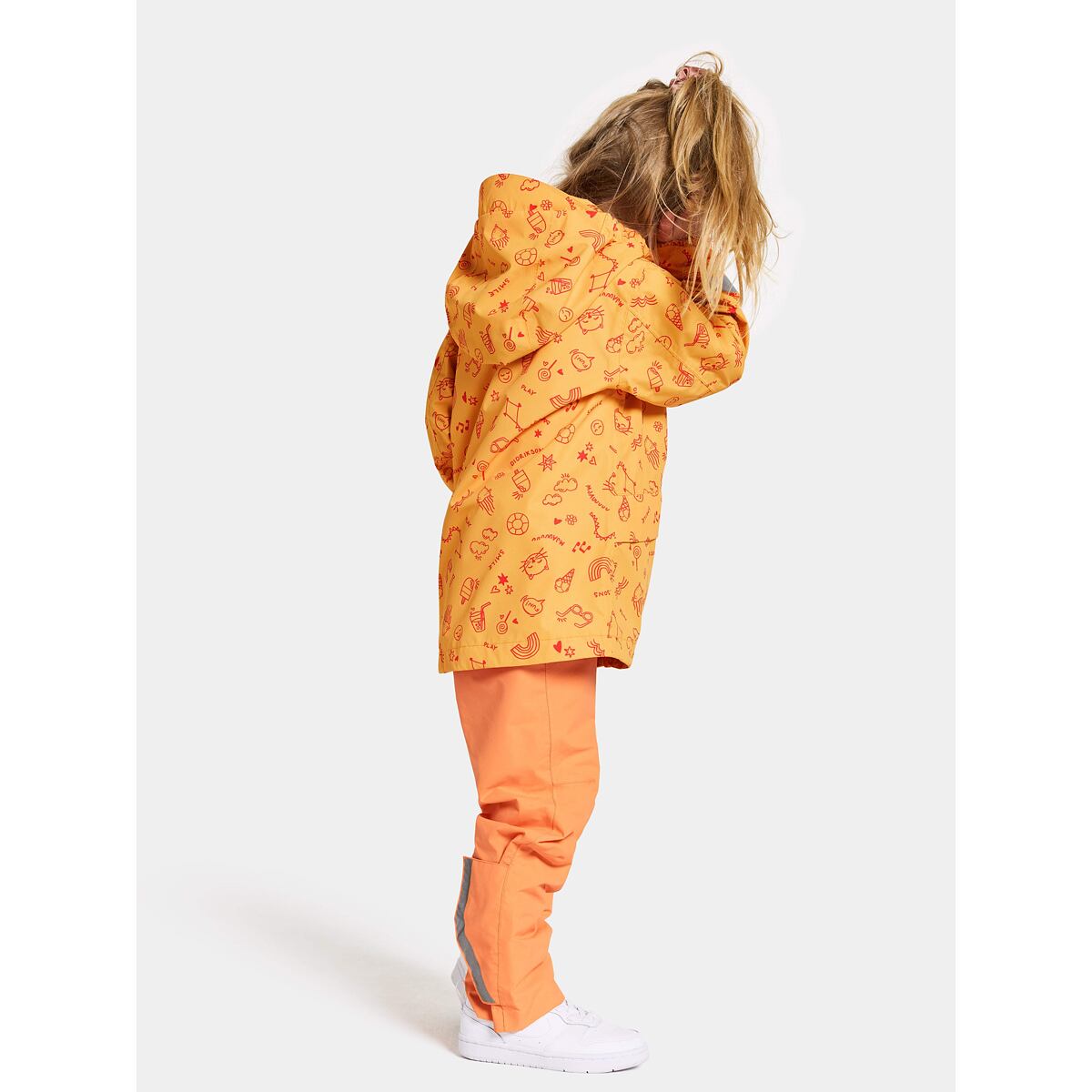 Didriksons Dětská nepromokavá bunda Norma doodle papaya orange - ROSTOUCÍ