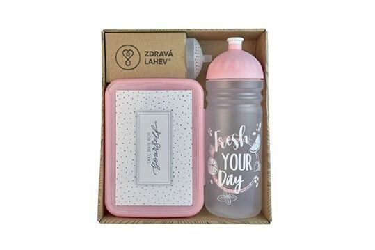 ZDRAVÁ LAHEV® SET ZDRAVÁ LAHEV A ZDRAVÁ SVÁČA svačinový box a lahev 0,7l Fresh růžová