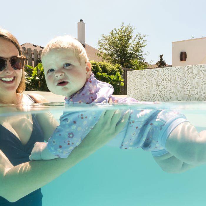 Splash About Dětské plavky/kostýmek Happy Nappy 3/4 rukáv Lilac Spring