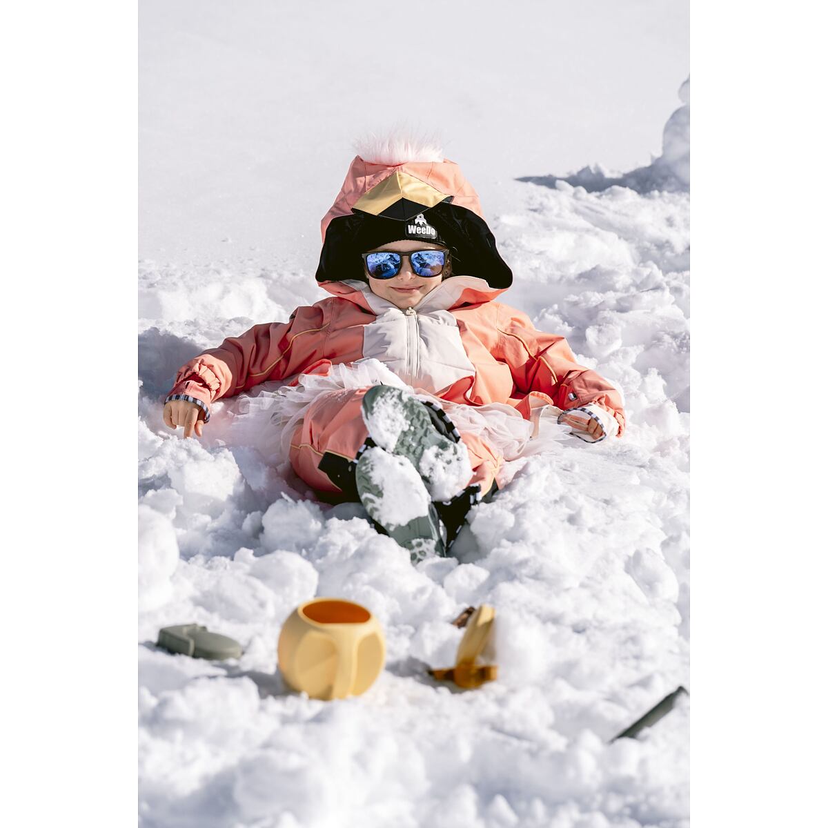 WeeDo Dětská zimní rostoucí kombinéza Flamingdo se sukní