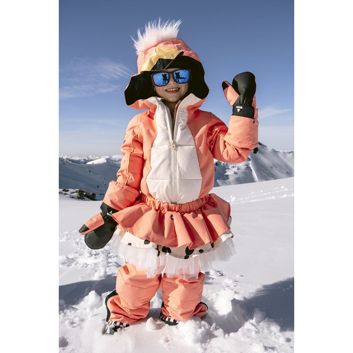 WeeDo Dětská zimní rostoucí kombinéza Flamingdo se sukní