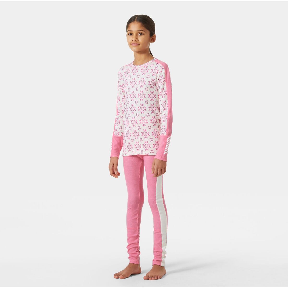Helly Hansen Juniorské termoprádlo JR Graphic Lifa Merino set - sugar pink snowflake aop
