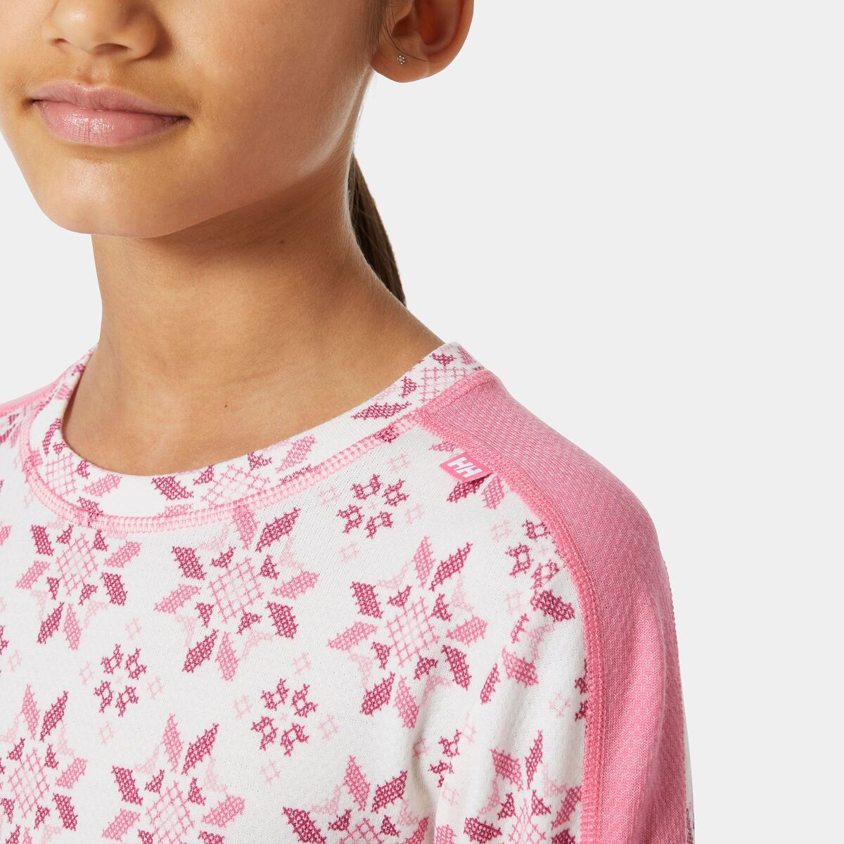 Helly Hansen Juniorské termoprádlo JR Graphic Lifa Merino set - sugar pink snowflake aop