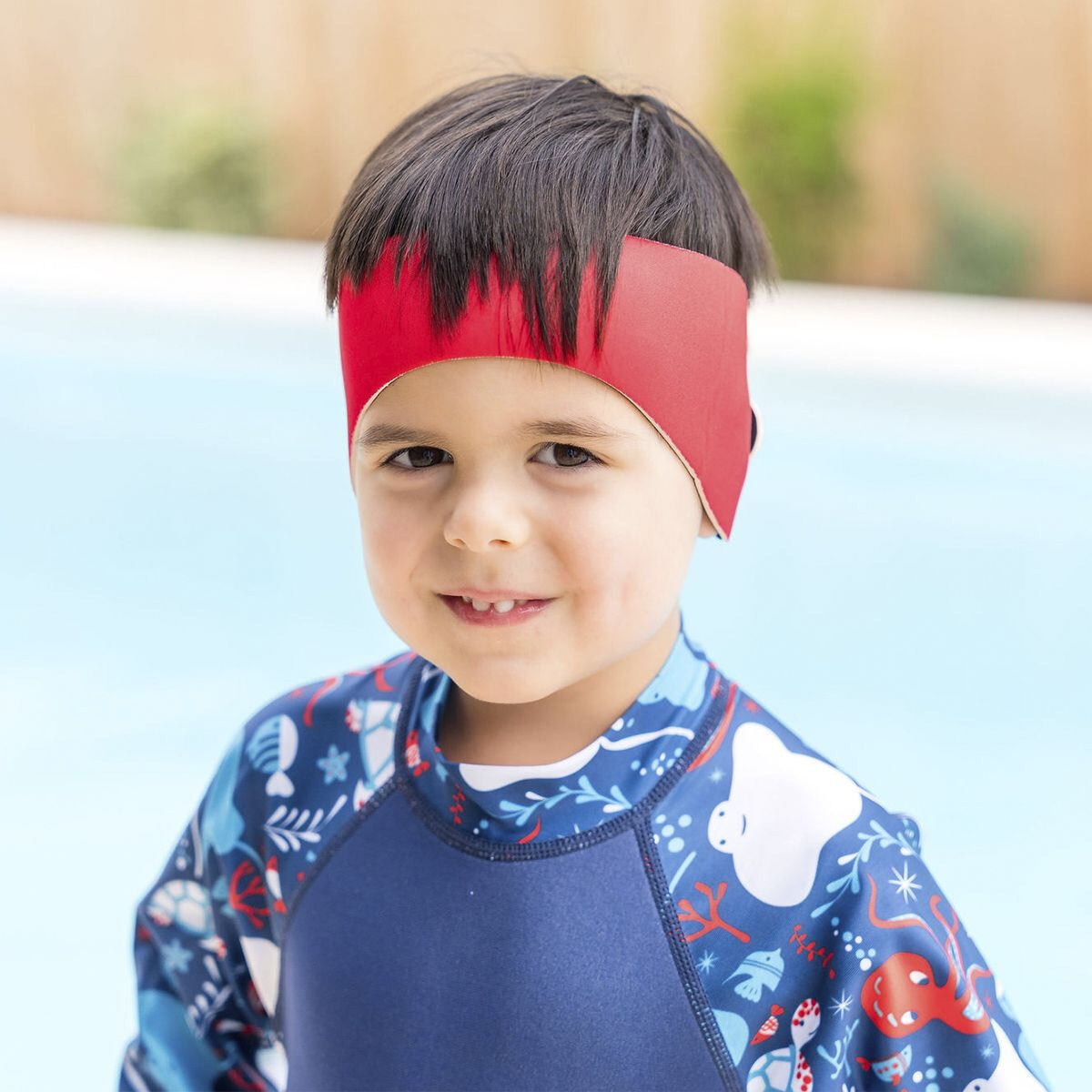 Splash About Dětská neoprénová čelenka na plavání červená 2 - 6 let