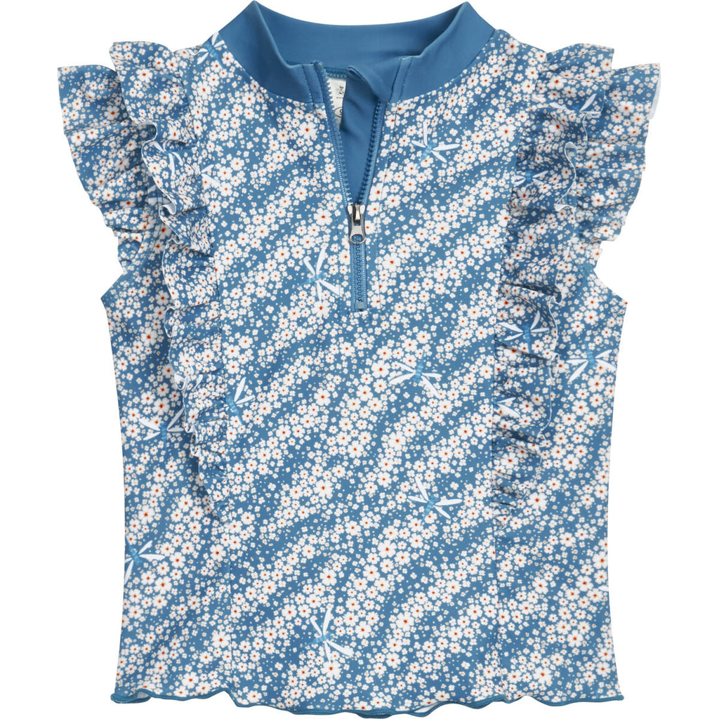 Playshoes Dětské UV tričko Flowers petrol - krátký rukáv