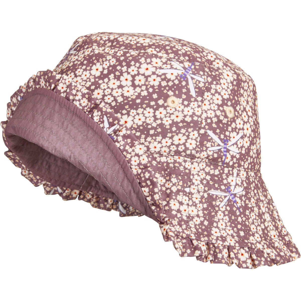 Playshoes Dětský UV klobouk Flowers oboustranný - violet