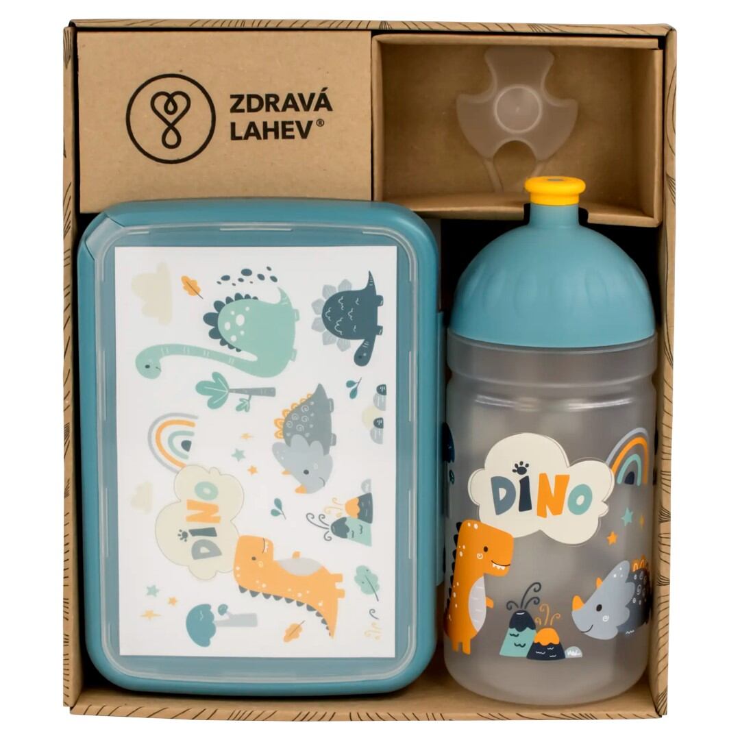 ZDRAVÁ LAHEV® SET ZDRAVÁ LAHEV A ZDRAVÁ SVÁČA svačinový box a lahev 0,5l Dino