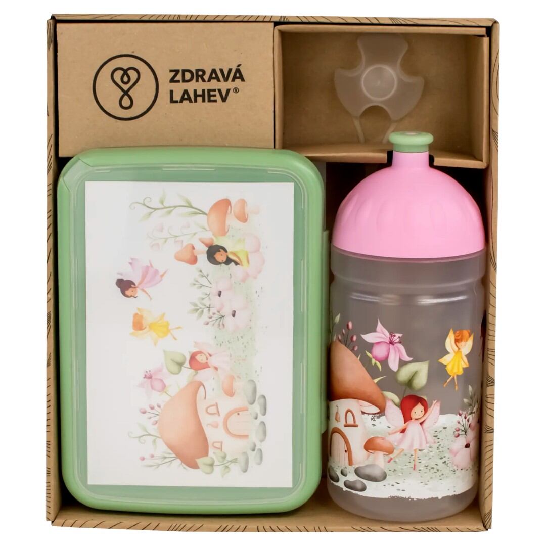 ZDRAVÁ LAHEV® SET ZDRAVÁ LAHEV A ZDRAVÁ SVÁČA svačinový box a lahev 0,5l Pohádkové víly