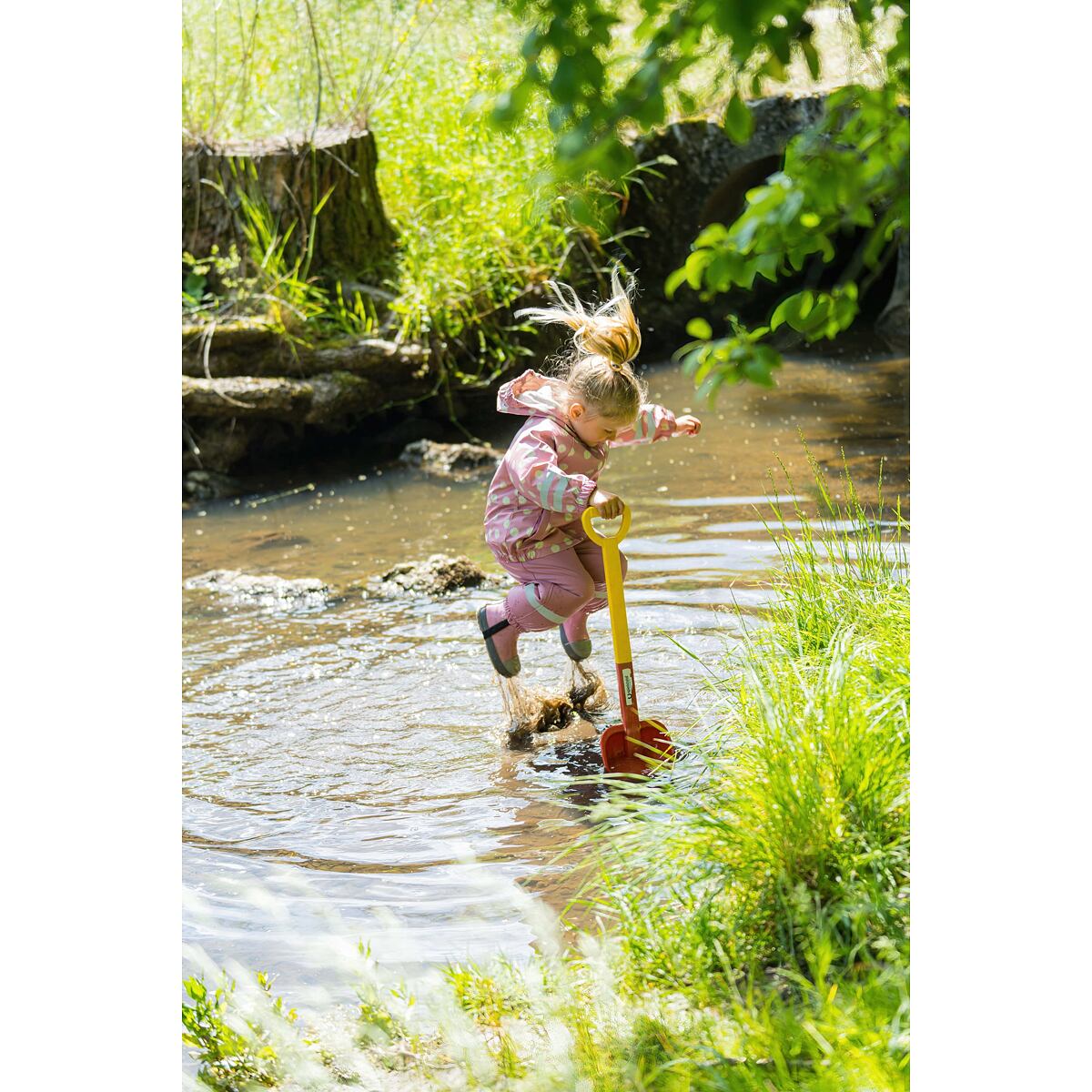 Playshoes Dětské kalhoty do deště pastelově růžové