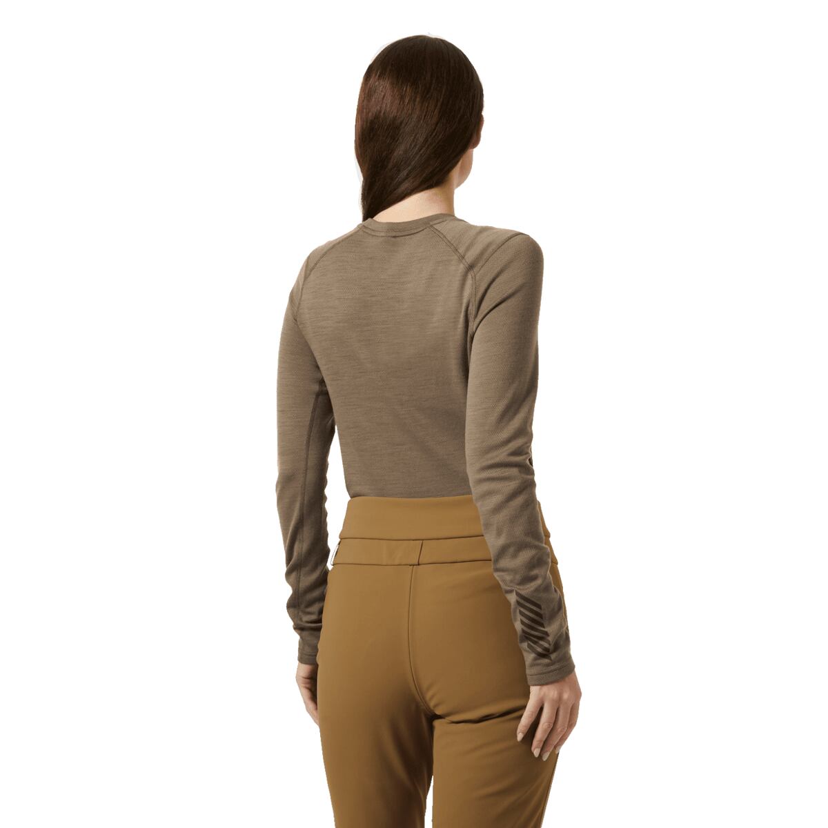 Helly Hansen Dámské funkční tričko s merinem Lifa Merino Midweight Gra Crew - sepia houndstooth aop