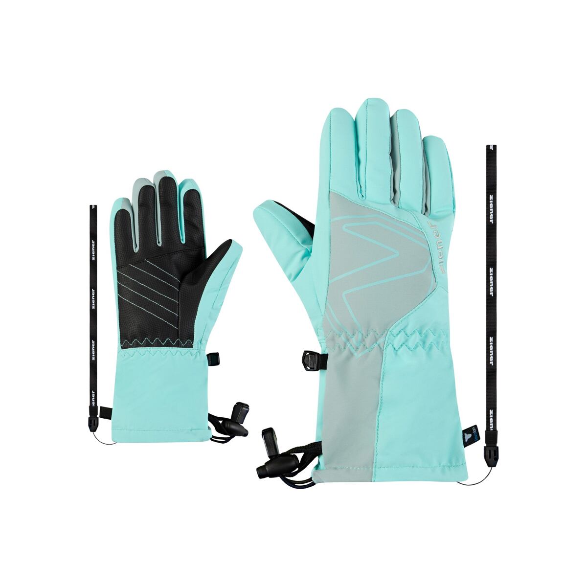 Ziener Dětské zimní rukavice Laval AS AW Jr radiant lagoon - prstové s poutkem