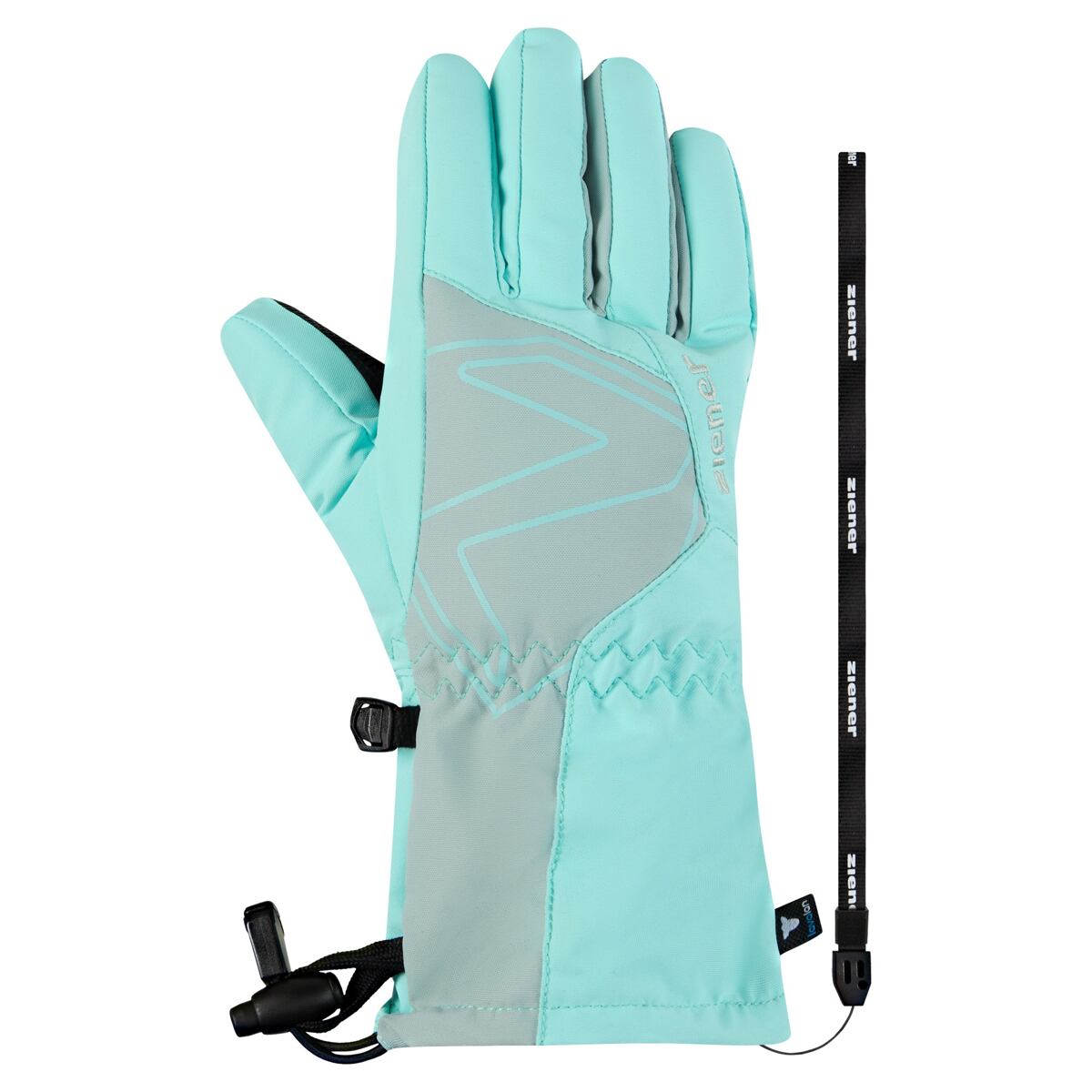 Ziener Dětské zimní rukavice Laval AS AW Jr radiant lagoon - prstové s poutkem